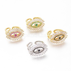 Латунные кольца-манжеты с микропаве с фианитом, открытые кольца, долговечный, разноцветные, размер США 6 (16.5 мм)