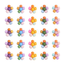 Biyun 60pcs cabujones de resina de 5 colores, diy accesorios, flor de colores, color mezclado, 21x7mm, 12 piezas / color