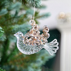 Acryl mit Pailletten-Anhängerdekoration, hängende Dekorationen des Weihnachtsbaumes, für Partygeschenk Dekoration, Vogel, 100x95 mm