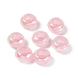 Abalorios acrílicos opacos, color de ab, facetados, rerondana plana, rosa, 13x7.2mm, agujero: 5.8 mm