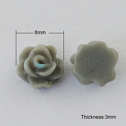 Cabochons en résine, fleur, gris foncé, 6x3mm