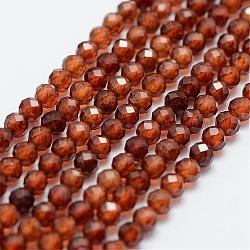 Chapelets de perles de grenat naturel, ronde, facette, 3mm, Trou: 0.5mm, Environ 130 pcs/chapelet, 15.3 pouce (39 cm)