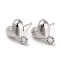 Accessoires de boucles d'oreilles en alliage d'argent, avec boucles horizontales et 925 épingle en argent sterling, cœur, 11.5x9.5mm, pin: 10x0.6 mm