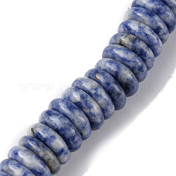 Hebras de cuentas de jaspe de punto azul natural, disco, 12x3.5~4mm, agujero: 1.4 mm, aproximamente 51 pcs / cadena, 7.48~8.19 pulgada (19~20.8 cm)