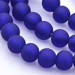 Handmade Frosted Lampwork Beads Strands, Round, Midnight Blue, 6mm, Hole: 1mm, about 106pcs/strand, 24.4inch