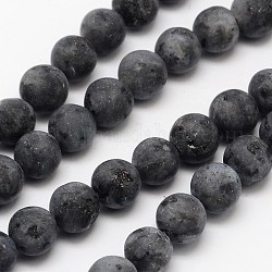 Natural Larvikite Beads Strands, Frosted, Round, 8mm, Hole: 1mm, about 48pcs/strand, 15.1 inch