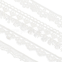 Gorgecraft 20 Yards 4 Styles Polyester Lace Trims, for Sewing and Art Craft Projects, White, 1/2~1-1/8 inch(13~27mm), 5 yards/style