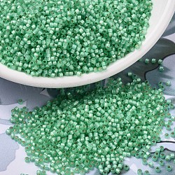 Perline miyuki delica, cilindro, perline giapponesi, 11/0, (db2188) duracoat menta verde semi-smerigliata foderata in argento tinto, 1.3x1.6mm, Foro: 0.8 mm, circa 10000pcs/scatola, 50 g / borsa