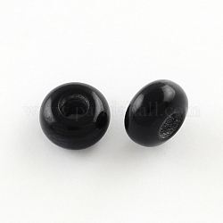 Resin Large Hole Beads, Rondelle, Black, 14x8mm, Hole: 5.5mm
