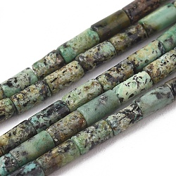 Brins de perles turquoises africaines naturelles (jaspe), colonne, 4x2mm, Trou: 0.6mm, Environ 90 pcs/chapelet, 15.75 pouce (40 cm)