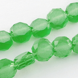 Матовые стеклянные бусины, граненые, плоско-круглые, зеленый лайм, 12x7 мм, отверстие : 2 мм