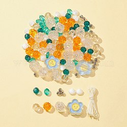DIY Stretch Bracelet Making Kit, Including Round & Shell & Lantern & Oval & Flower Acrylic & Plastic Imitation Pearl Beads, Mixed Color, Beads: 6.5~13x0.8~8x0.8~9.5mm, Hole: 1.5~3.5mm, 108Pcs/set