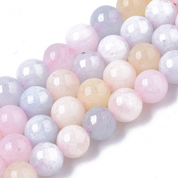 Chapelets de perles de quartz naturel, teints et chauffée, imitation couleur morganite, ronde, couleur mixte, 8.5x8mm, Trou: 1mm, Environ 47 pcs/chapelet, 15.16 pouce
