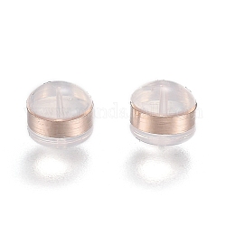 Anneaux en laiton poussoirs d'oreilles en silicone, dos d'oreille, or rose, 5.7x5.7x4.5mm, Trou: 1mm