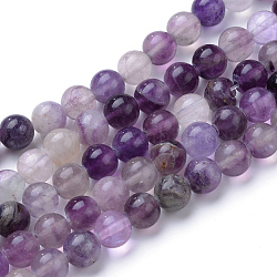 Natürlichen Fluorit Perlen Stränge, Runde, lila, 6~6.5 mm, Bohrung: 1 mm, ca. 63 Stk. / Strang, 15.5 Zoll