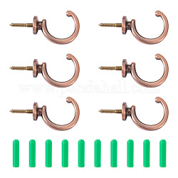 Spritewelry 16Pcs 2 Style Zinc Alloy Hook Hanger, C-shaped, with Plastic Window Curtain Hooks, Red Copper, 16pcs/bag