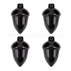 Arricraft 4pcs perles d'obsidienne noire naturelle, pas de trous / non percés, pour création de fil enroulé pendentif , aveline, 27.5~30x18~19.5mm
