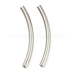 Perlas de tubo de 304 acero inoxidable, tubo curvado, color acero inoxidable, 30x2.5mm, agujero: 2 mm