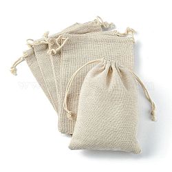 コットンラッピングポーチ巾着袋  ギフトサシェバッグ  モスリンバッグ再利用可能なティーバッグ  小麦  17x12cm