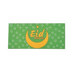Sobres de papel, rectángulo con la palabra eid mubarak, verde lima, 13x18x0.05 cm, utilizable: 80x180 mm, 6 unidades / bolsa