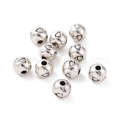 Tibetan Style Alloy Round Carved Heart Spacer Beads, Antique Silver, 5x4mm, Hole: 1mm