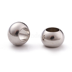 304 Edelstahl Rondell Perlen, Großloch perlen, Edelstahl Farbe, 8x6 mm, Bohrung: 4 mm
