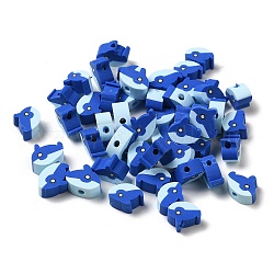 Perles en pâte polymère manuel, dauphin, bleu royal, 7.5x9x4mm, Trou: 1.8mm