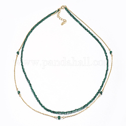 Faceted Natural Malaysia Jade Tiered Necklaces, Layered Necklaces, with Brass Findings, 16.5 inch(42cm)