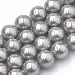 Chapelets de perles en coquille, perle d'imitation de perle, Grade a, ronde, grises , 18mm, Trou: 1mm, 22 pcs / chapelet, 15.7 pouce