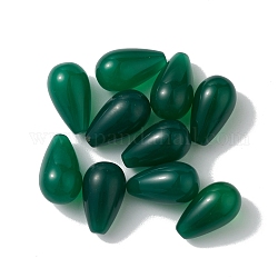 Natürliche grüne Onyx Achat Perlen, kein Loch / ungekratzt, gefärbt und erhitzt, Träne, dunkelgrün, 15.5x9 mm