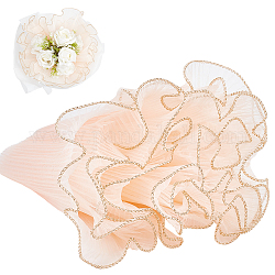 しわのあるウェーブのガーゼ糸の花の花束ラッピング包装  バレンタインデーの贈り物の装飾に適しています  桃パフ  28x0.15cm