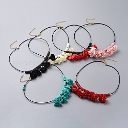 Cowhide Leather Cord Bib Necklaces, with Polymer Clay Heishi Beads, Acrylic Cloth Pendant, 304 Stainless Steel Twisted Extender Chains and Lobster Claw Clasps, Flower, Mixed Color, 18.1 inch(46cm)