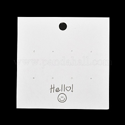 Papier Ohrring Display-Karten, Schmuckdisplaykarten mit Smiley-Aufdruck für Ohrstecker, weiß, Viereck, 8x8x0.05 cm, Loch: 7 mm und 1 mm, ca. 100 Stk. / Beutel