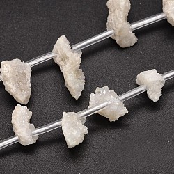 Nuggets électrolytiques Druzy naturelle perles de cristal de quartz brins, couleur ab , teinte, blanc, 11~20x11~20x6~9mm, Trou: 1mm, Environ 20~26 pcs/chapelet, 16 pouce