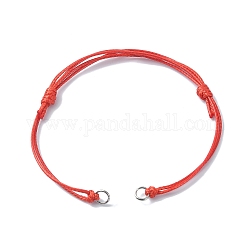 Fabricación de pulseras de cordón de poliéster encerado coreano, ecológico y ajustable, con 304 anillas de salto abiertas de acero inoxidable, apto para encantos de conector, rojo, 5-1/8~9-1/4 pulgada (132~235 mm), agujero: 3 mm