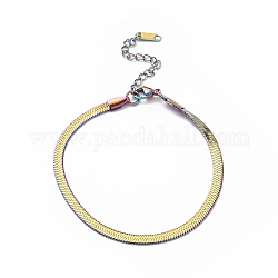304 pulsera de cadena de serpiente plana de acero inoxidable para hombres y mujeres, color del arco iris, 7-3/4 pulgada (19.6 cm)