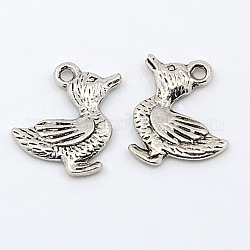 Antique Silver Tibetan Silver Duck Pendants, Lead Free and Cadmium Free, about 19mm long, 16mm wide, 2.5mm thick, hole: 2mm