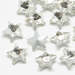 Pointed Back Glass Rhinestone Cabochons, Back Plated, Faceted, Star, Crystal, 8x8x4mm