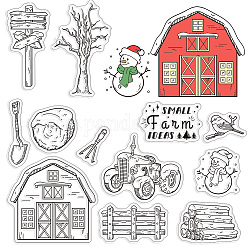 CRASPIRE Farm Clear Rubber Stamps Christmas Snowman Signpost Haystack Tractor Tree Fence Birdie Word Transparent Vintage Postmark Silicone Seals Stamp Journaling Card Making DIY Scrapbooking
