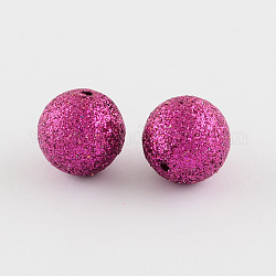 Chunky Gumball Bubblegum Acrylic Glitter Powder Round Beads, Medium Violet Red, 19.5x20mm, Hole: 2mm, about 100pcs/500g