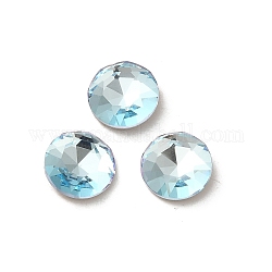 Glass Rhinestone Cabochons, Point Back & Back Plated, Faceted, Flat Round, Light Azore, 8x3mm