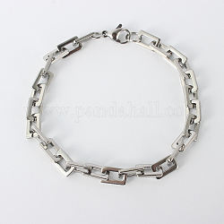 Rectangle 201 bracelets de la chaîne en acier inoxydable, avec fermoir pince de homard, couleur inoxydable, 8-1/2 pouce (215 mm)