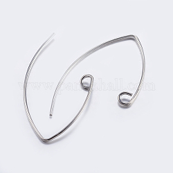 Ganci di orecchini in ottone, filo per le orecchie, con anello orizzontale, platino, 29x15mm, Foro: 2 mm, ago :0.6mm, ago :0.6mm