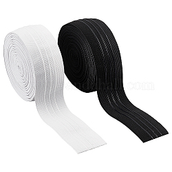 PandaHall Elite 16Yards 2 Colors Polyester Elastic Ribbon, Non-slip Ribbon, Flat, Mixed Color, 50mm, 8yards/Color, about 7.312m/color