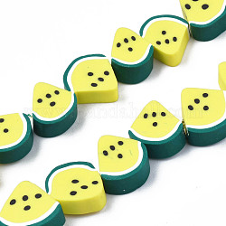 Handmade Polymer Clay Bead Strands, Watermelon Slice, Yellow, 9~11.5x8.5~12x4~4.5mm, Hole: 1.5mm, about 38~40pcs/strand, 11.42 inch~13.78 inch(36~39cm)