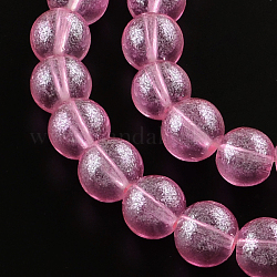 Chapelets de perles en verre peinte par pulvérisation transparent, ronde, support violet rouge, 8mm, Trou: 1.3~1.6mm, Environ 104 pcs/chapelet, 32.7 pouce
