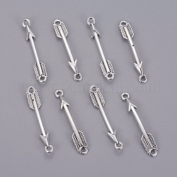 Connettori per collegamenti a freccia in lega di stile tibetano,  cadmio& piombo libero, argento antico, 37x6x2mm, Foro: 2 mm
