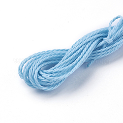 Cordón redondo de poliéster encerado, cordón encerado de taiwán, cuerda retorcida, luz azul cielo, 1mm, alrededor de 9.79~9.84 yarda (8.96~9 m) / rollo