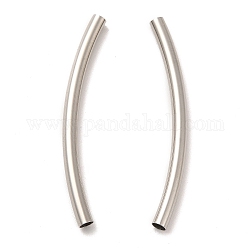 Perlas de tubo de 304 acero inoxidable, tubo curvado, color acero inoxidable, 40x3mm, agujero: 2.5 mm