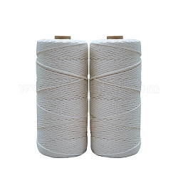 Fils de coton pour la confection de tricots, blanc, 3mm, environ 109.36 yards (100 m)/rouleau